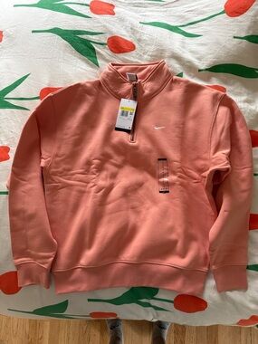 Solo Swoosh Fleece Quarter Zip Pullover Coral NWT